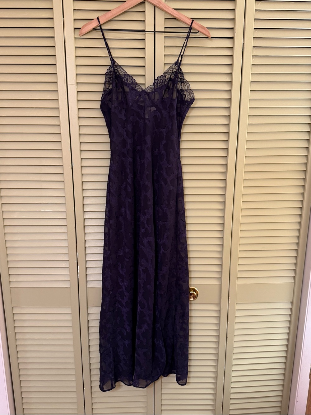 Vintage Victoria's Secret Purple Lace Trim Floral Sheer Slip Dress